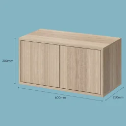 Étagère murale rectangulaire avec portes GoodHome Rigga effet chêne L. 60 cm