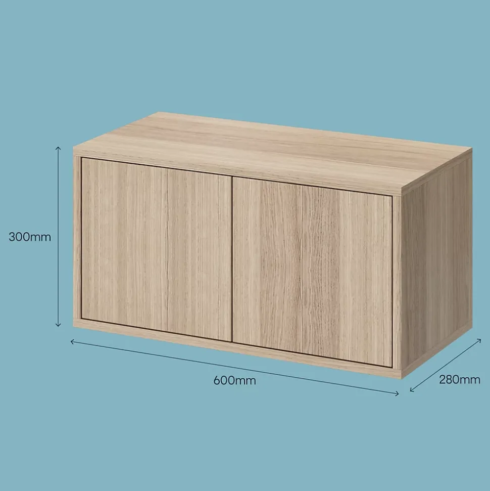 Étagère murale rectangulaire avec portes GoodHome Rigga effet chêne L. 60 cm