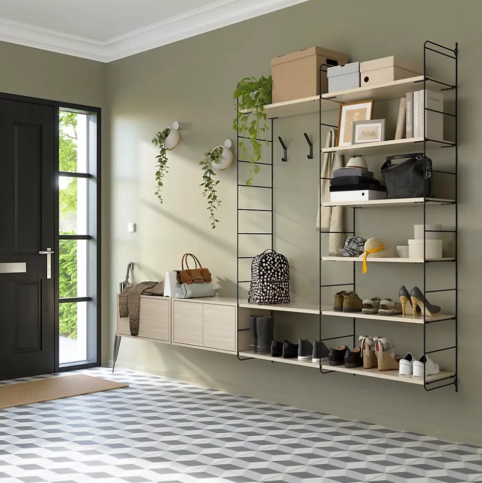 Étagère murale rectangulaire avec portes GoodHome Rigga effet chêne L. 60 cm