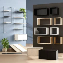 Étagère murale rectangulaire avec portes GoodHome Rigga effet chêne L. 60 cm