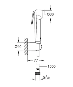 Tempesta-F Trigger Spray 30 - Ensemble de douche chromé 1 jet avec support mural (26352000)