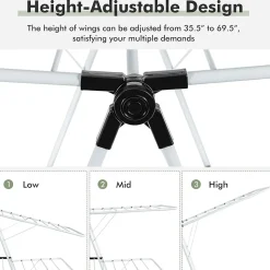 étendoir à Linge à 2 Niveaux,avec Barre de Support Réglable,26 Pinces,Cintre à Linge Pliable,Gain de Place et Collapsible
