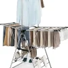 Étendoir à Linge Pliable à 6 Niveaux Réglable en Hauteur avec Cintres Suspendus en Hauteur et Clips Latéraux Séchoir à Ailes