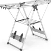Étendoir à Linge Pliable à 2 Niveaux en Aluminium avec Ailes Réglables en Hauteur 21 Rails de Séchage 10 Pinces