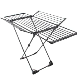 Étendoir à linge pliable 27 m d'étendage avec 4 ailes, noir sur roulettes, Kitchen Move Umea