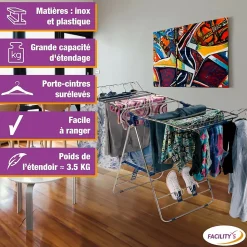 Étendoir à linge pliable avec porte cintres