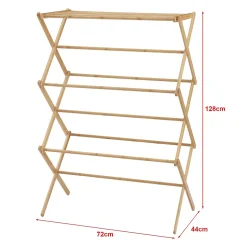 Étendoir à linge pliable Grinau bambou 128 x 72 x 44 cm naturel en.casa