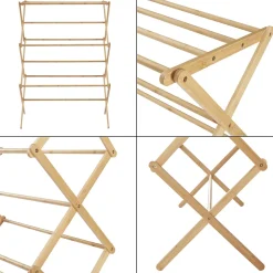 Étendoir à linge pliable Grinau bambou 128 x 72 x 44 cm naturel en.casa
