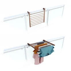 Étendoir corten pliable pour balcon 62x63x8 cm Foxydry Duo