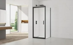 TEX-C ensemble porte compact/paroi 100x90cm anticalcaire avec profilés noir mat (SATTEXC100S90C)