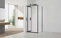 TEX-C ensemble porte compact/paroi 100x90cm anticalcaire avec profilés noir mat (SATTEXC100S90C)