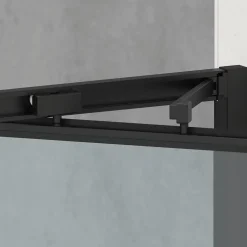 TEX-C Porte de douche 100x195cm ouverture gain de place anticalcaire avec profilés noir mat (SATTEXC100CT)