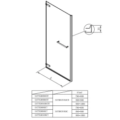 TGD NEW Porte de douche 100x200cm pivotante anticalcaire avec profilé noir mat (SATTGDO100NIKAC)