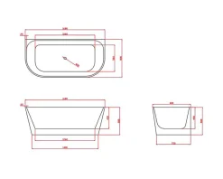 THEA - Baignoire semi-ilot - 170x80x58cm