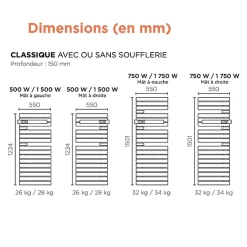 THERMOR - Sèche-serviettes Allure 3 mat à gauche 750W gris ardoise/chêne - 483230