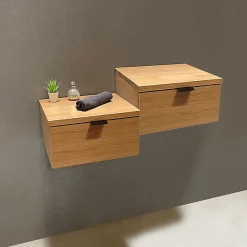 Tiroir suspendu 48 cm en chêne - Massif naturel - Meuble de salle de bain design et fonctionnel