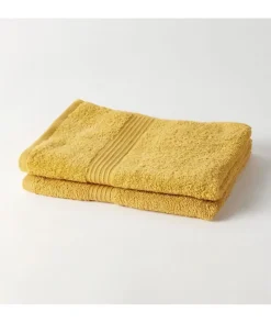 TODAY Essential - Lot de 2 serviettes de toilette 50x90 cm 100% Coton coloris ocre