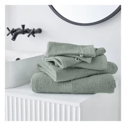 TODAY Essential - Lot de 10 serviettes de toilette 50x90 cm 100% Coton coloris céladon