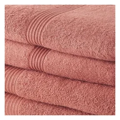 TODAY Lot de 2 Serviettes de Bain 50x100 cm + 2 Draps de Bain 70x130 cm Terracotta 100% coton