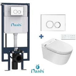 Toilette japonaise Nashi EOS suspendue avec bâti-support, WC lavant automatique, mural gamme supérieure