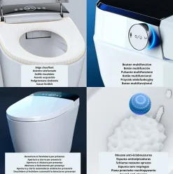 Toilette japonaise Nashi OVIAN SQUARE SORTIE VERTICALE, WC lavant automatique, design carré gamme supérieure