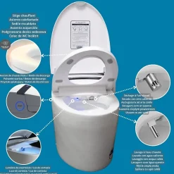 Toilette japonaise Nashi ALDARA NEW SORTIE DUALE, WC lavant automatique, injecteur acier inoxydable, canule séchage, gamme premium