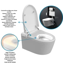 Toilette japonaise Nashi EOS suspendue avec bâti-support, WC lavant automatique, gamme supérieure