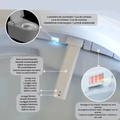 Toilette japonaise Nashi EOS suspendue avec bâti-support, WC lavant automatique, gamme supérieure