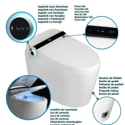 Toilette japonaise Nashi YAIZA PLUS SORTIE VERTICALE, WC lavant automatique, ouverture et fermeture automatiques couvercle siège