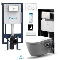 Toilette japonaise Nashi EOS PRO suspendue avec bâti-support, WC lavant automatique, gamme supérieure