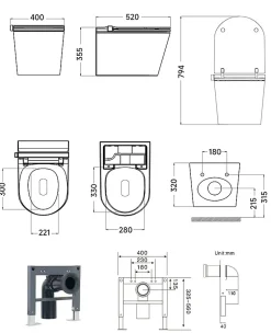 Toilette japonaise Nashi IANNA suspendue, WC lavant automatique, mural haut de gamme