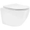 Toilette suspendu céramique sans rebord court cuvette siège duroplast softclose