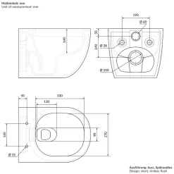 Toilette suspendu céramique sans rebord court cuvette siège duroplast softclose