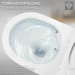 Toilette suspendu sans rebord blanc WC Soft Close fonction bidet salle de bain
