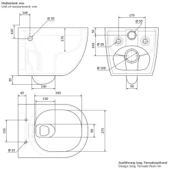 Toilette suspendu sans rebord blanc WC Soft Close fonction bidet salle de bain