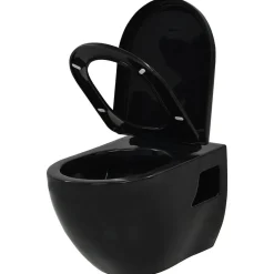 Toilette suspendue au mur avec réservoir caché Céramique Noir