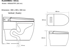 Toilettes intelligentes KLEENMAC Olivia KEB2025TRF (sans réservoir) (toilettes japonaises) sortie verticale 250 mm Blanc