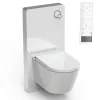 Toilettes Japonais céramique, WC lavant + module blanc (100,4x48,3x10,8cm) + télécommande - WC 38,4x59,3x38cm - Pro+ 1102