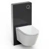 Toilettes Japonais céramique, WC lavant japonais avec module noir (100,4x48,3x10,8cm) - WC 38,4x59,3x38cm - Basic 1102