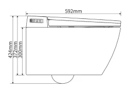 Toilettes japonaises céramique WC lavant suspendus + Télécommande, siège chauffant, séchoir, Blanc, 59,2x40x42,4cm - 540PRO