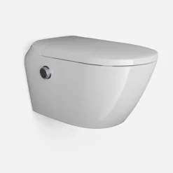 Toilettes Japonaises céramique WC lavant suspendu, Télécommande, siège chauffant, Filtre, Séchoir - 59,5x42,5x43cm - T640PRO