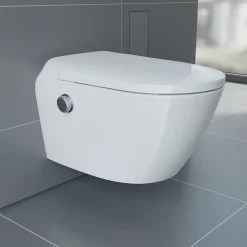 Toilettes Japonaises céramique WC lavant suspendu, Télécommande, siège chauffant, Filtre, Séchoir - 59,5x42,5x43cm - T640PRO