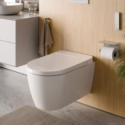 Toilettes Japonaises, WC japonais suspendu, WC lavant LED + Télécommande, siège chauffant, anti-tartre - 58x37,5x40,5cm - Soleil