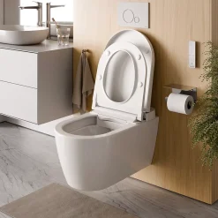 Toilettes Japonaises, WC japonais suspendu, WC lavant LED + Télécommande, siège chauffant, anti-tartre - 58x37,5x40,5cm - Soleil