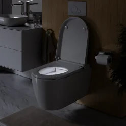 Toilettes Japonaises, WC japonais suspendu, WC lavant LED + Télécommande, siège chauffant, anti-tartre - 58x37,5x40,5cm - Soleil