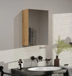 TONNI - Armoire de toilette murale 1 porte - Meuble Salle De Bain avec miroir - 40x22x60 cm - Rangement