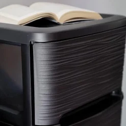 Tour de rangement en plastique moderne 3 tiroirs - Noir