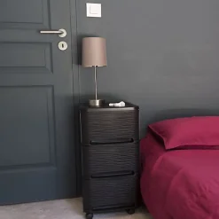 Tour de rangement en plastique moderne 3 tiroirs - Noir