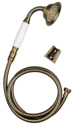Trio douchette + flexible + support vieux bronze Edouard Rousseau Retro