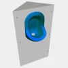 Urinoir d'angle Uricoin - Version plate - Bleu